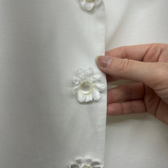 Vintage Y2K 2000s Fashion Bug White Flower Button Long Sleeve Blouse Plus Size - Picture 7 of 8
